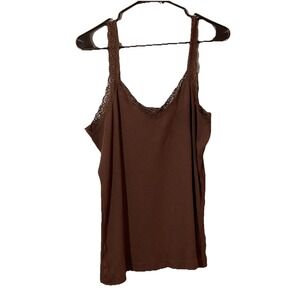 Vintage Y2K Lace Cami Tank‎ Top Brown Fairy Extra Touch Size XL Elena Gilbert